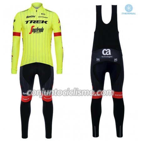 Conjunto Maillot + Culotte largo con tirantes Invierno Termico 2018 Trek-Segafredo N002